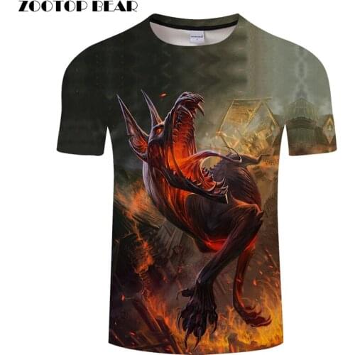 Funny tshirts Fire Wolf t shirt Harajuku t-shirt Men 3D Tee Print Top Funny Camiseta Autumn Top Short Sleeve DropShip ZOOTOPBEAR