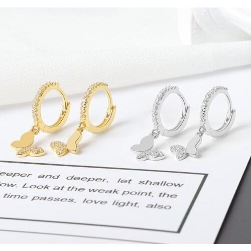Newest Fashion Female 925 Sterling Silver Zirconia Butterfly Clip Earrings Ear Buckle Silver Earrings For Woman Jewelry