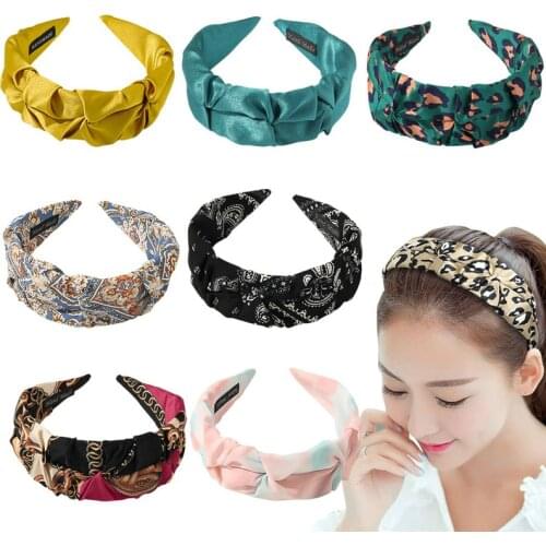Korean Style Solid Color WideBrimmed Womens Hair Accessories Pleated Hairband Leopard Temperament Headband Female Summer Autumn