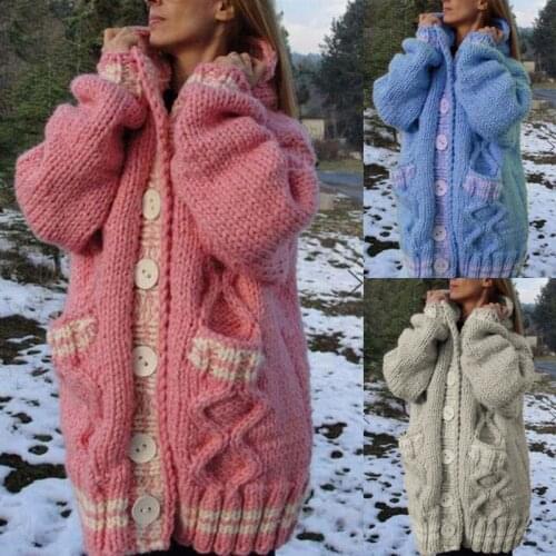 Cardigan Sweater Women Twist Single Breasted Fall Winter Fashion Plus Size Loose Solid Colro Pockets Sweaters Lugentolo