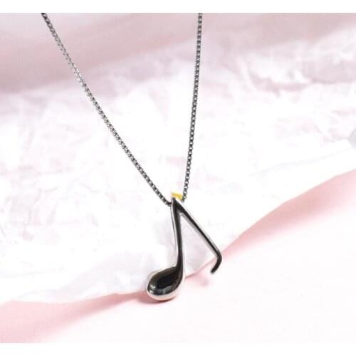 Cute Note Wild Simple Korea 925 Sterling Silver Clavicle Chain Temperament Trendy Female Necklace SNE157