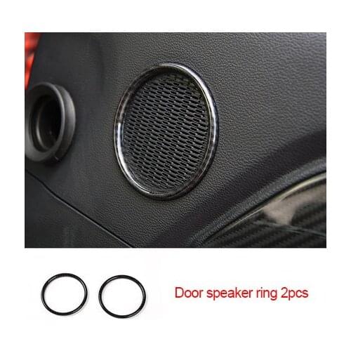 For Ford Mustang Red 2015-2020 ABS chrome Carbon fiber Door speaker ring cover 2pcs