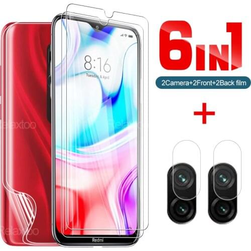 6in1 Tempered Glass And Hydraulic Film For Xiaomi Redmi 8 8a Screen Protector For Xiaomi Redmi Note 8 Note 8t 9 Camera Lens Film