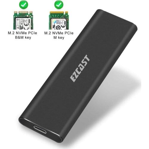 Enclosure Adapter USB 3.1 Gen 2 to NVME PCI-e m-Key Solid State Drive External Enclosure USB C Support UASP M.2 NVME SSD