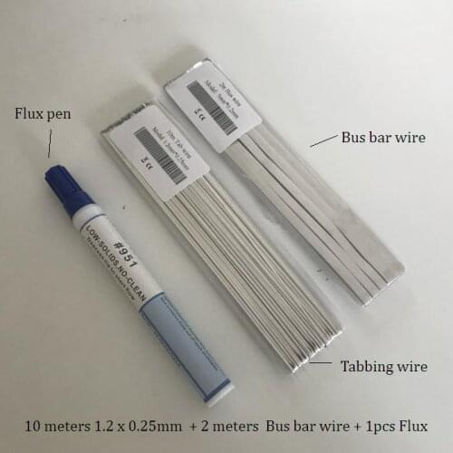 ALLMEJORES Solar cell Tabbing wire 10meters 1.2mm *0.25mm +2m Bus barwire +Flux pen for DIY solar panel PV Cooper stirp