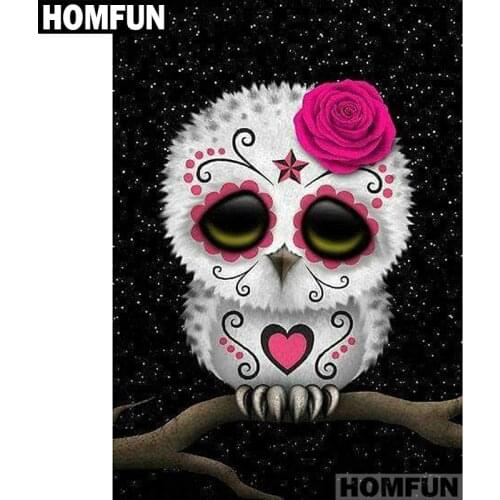 HOMFUN Full Square/Round Drill 5D DIY Diamond Painting "Skull owl" Embroidery Cross Stitch 5D Home Decor Gift A01462