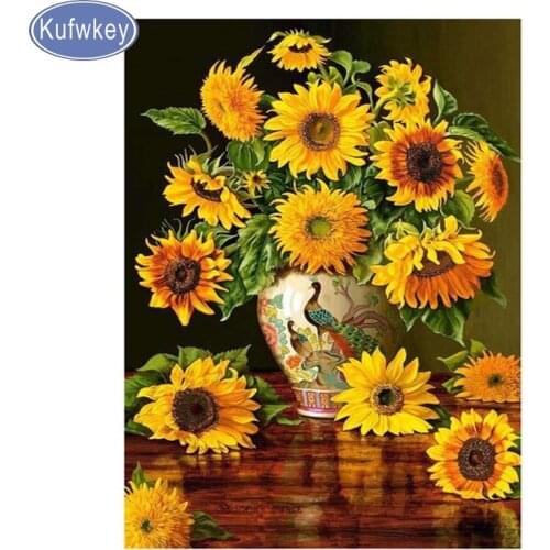 5D DIY Diamond Painting sunflower Full Square/Round Rhinestones Diamond Embroidery still life Diamond Mosaic Cross-Stitch decor
