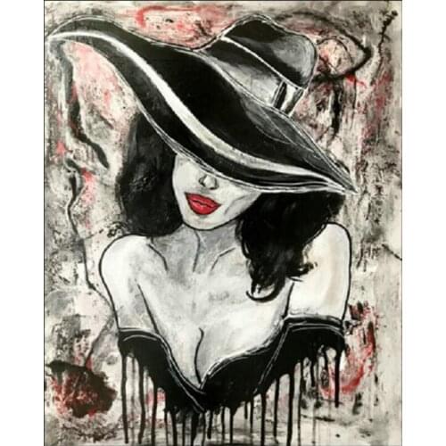 Diamond Embroidery Beauty Diy Diamond Mosaic Hat Beauty Girl Fairy Rhinestones Picture Square Diamond Painting Cross Stitch Kits