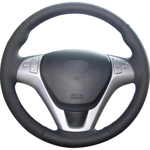 Black Artificial Leather Handsewing No-slip Car Steering Wheel Cover for Hyundai Genesis Coupe 2009-2016 Rohens Coupe 2009