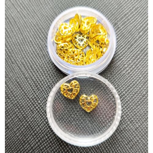 Golden Heart Nail Art Decoration Charms Bling Nailart Accessories 3d Manicure Design New Bottle Nails Kawaii Fashion Decors
