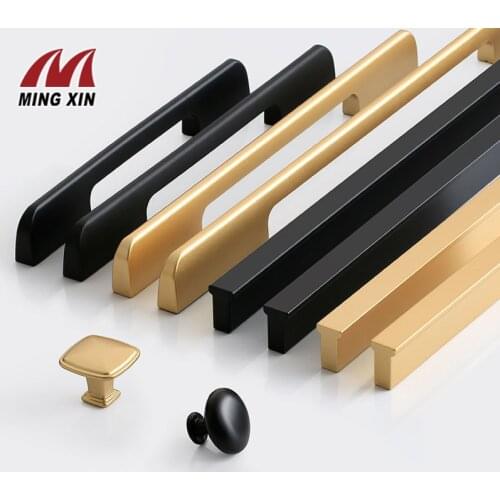 Door Handle Aluminum Alloy Black And Gold Door Handle Nordic Simple Furniture Handle,Kitchen Wardrobe Cabinets, Drawers,Handles