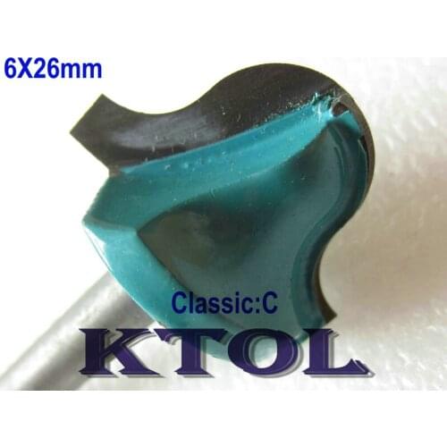 Smooth 3D Engrave! 6x26MM C- Carbide Classical Ogee CNC Router Wood Working Tool Bits End Milling Cutters Free Shipping 5pcs/Set