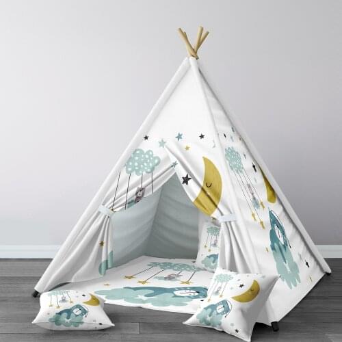 Play Tent for Kids Wigwam Portable Indoor Playground Tents Children Bedrooms Sleeping Bear Cloud Stars Model 107