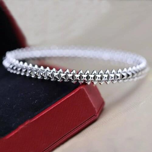 Hot Selling Brand Fashion Luxury Sugar Cube Stone CZ Zircon Top Quality Wedding S925 Sterling Silver Bangle Jewelry Beautiful