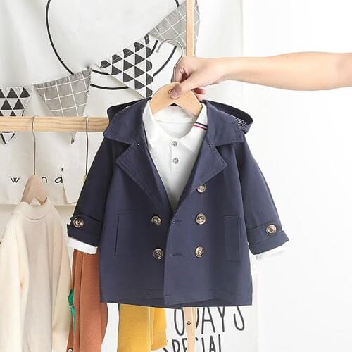 Fashon Kids Jacket 2021 Spring Autumn Infant Baby Boys Girls Trench Coat Korean Double Breast Windbreaker Children Clothes 1-4Y