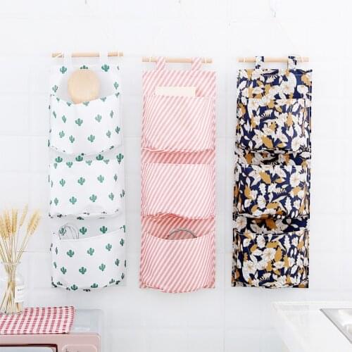Creative Color Wall Hanging Multi-layer Fabric Storage Bag Home Organizer Sundries Clothing Wall Storage Bag Home Decoration