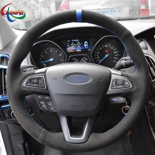 DIY Anti-Slip Black Suede Steering Wheel Cover For Ford Focus 3 2015-2018 Kuga 2016-2019 Escape C-MAX Ecosport 2018-2019