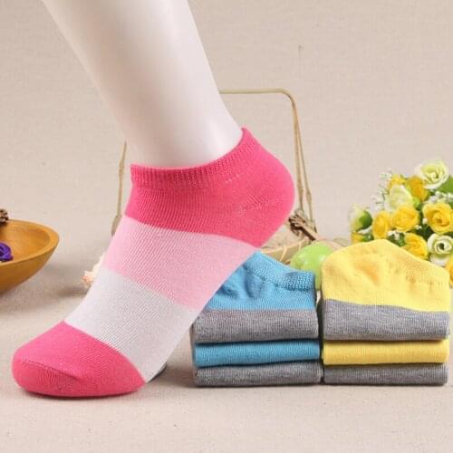 Women Candy Color Socks Cute Cotton Patchwork Female Invisible Ventilate Boat Socks Low Ankle Hosiery Sock Slippers For Woman