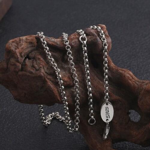 Wholesale S925 Sterling Silver Fashion Jewelry Vintage Thai Silver Six-word Mantra Double Chain 3mm Fine Men And Women Necklace