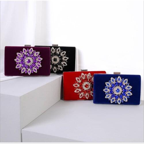 Dazzling Women Crystal blue red Evening Bags Hard Case Metal Minaudiere Clutches Wedding Handbags Bridal Purses for party gift