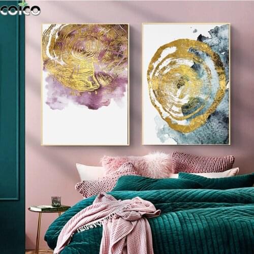 Nordic Poster Abstract geometry Canvas Painting Gold Blue Pink Print Wall Picture Modern Art Home Decor Living Room Prints Frame