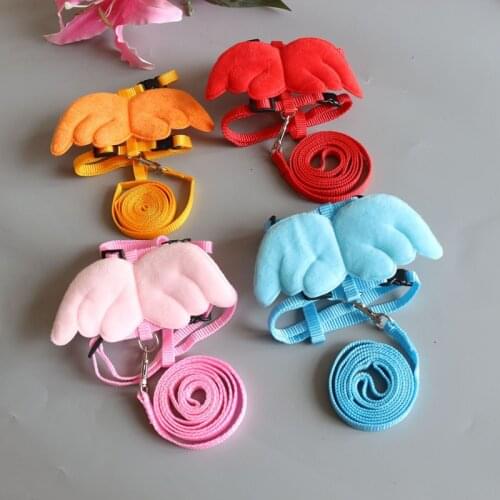Cartoon Angel Snails Rabbit Cat Dog Harness Walking Leash Set Adjustable Small Pet Chest Strap Nylon Rabbit Traction Leash