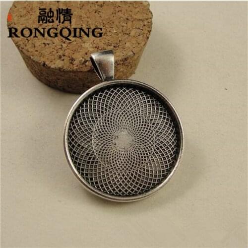 RONGQING Round Circular Pendant 30mm Cabochon Settings 30pcs/lot Vintage Metal Zinc Alloy Jewelry Blank Charms