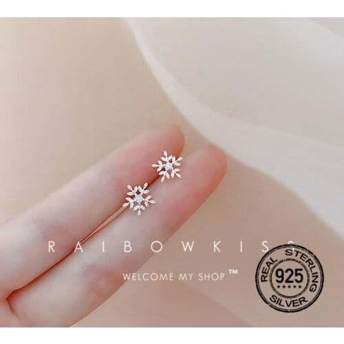 S925 Silver Needle Earrings For Women Snowflake Zircon Diamond Temperament Fashion Retro Design Lady Engagement Jewelry INEFFA