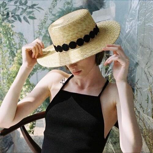 Womens Summer Hat Big Brim Handmade Straw Hat Elegant Cap Women Sunscreen Retro Wavy Edge Vacation Sun Fisherman Hat Bucket Hat