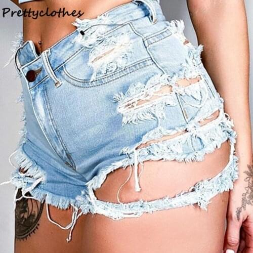 New Sexy Female Jeans Denim Shorts Hot Pants High Waist Sexy Ripped Nightclub Womens Clothing Short Pants Woman Summer Fashion