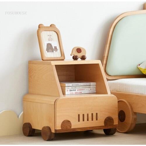Nordic Solid Wood Childrens Bedroom Furniture Nightstands Kids Study Storage Lockers Simple Dormitory Drawer Bedside Cabinet