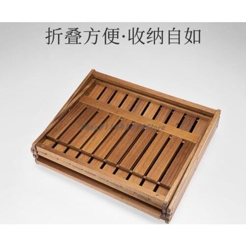 Outdoor Multi-layer Shelf Outdoor Camping Folding Portable Solid Wood Storage Table