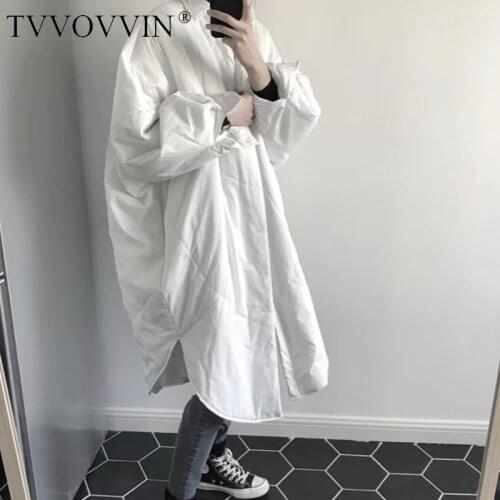 TVVOVVIN Black Women White Parka Long Woman Jackets Winter Vintage Casual Parkas Oversized Black White Winter Coats 2020 New NPY