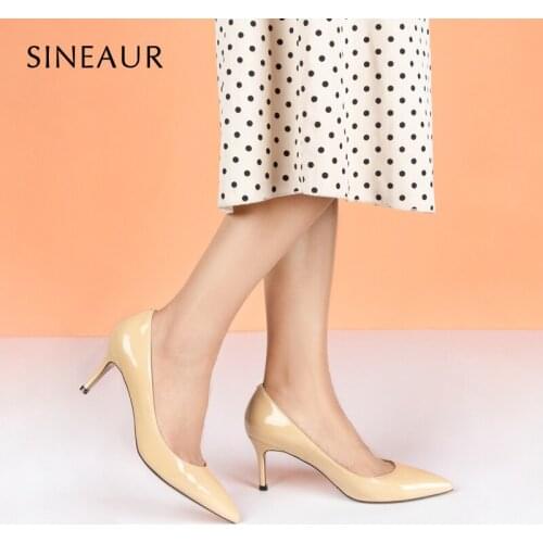 SINEAUR Womens Dance Shoes 2021 Fashion Low-heel Pumps Thin Heels Pointed Toe Elegant Woman Office Ladies Dress Plus Size 35-45