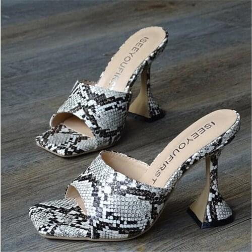 2020 Summer Women Pumps Square Toe Ladies Heel Mules Sexy Thin High Heels Sandals Slippers Female Fashion Woman Shoes