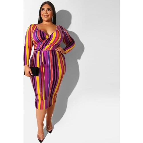 2021 Summer Fashion Skinny Dress Plus Size Womens Clothing Color Cross Skinny Bag Hip V-neck Sexy Dress with Belt Ladies Dress