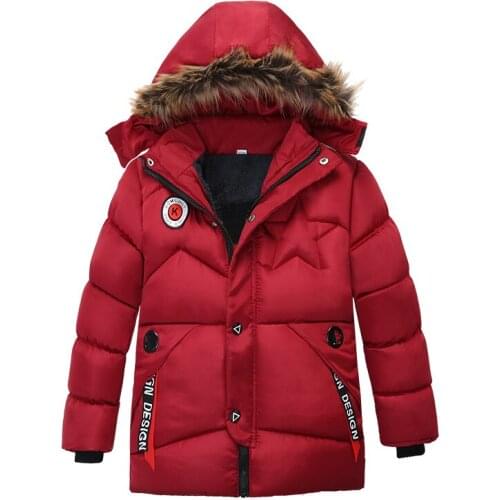 Winter Jackets Kids Coat For Boys Hooded Outerwear Fashion Thick Warm Windbreaker Baby Fur Collar Clothes Children Cotton Coat