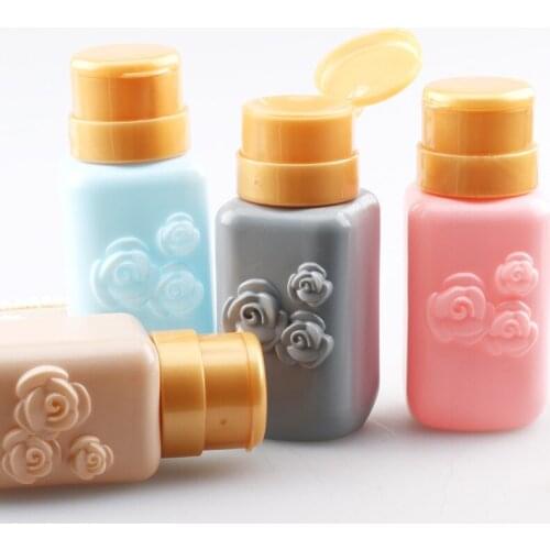 1Pc 200ml Empty Plastic Nail Polish Remover Alcohol Liquid Press Pumping Dispenser Bottle Candy Color Rose Nail Art Gel Cleaner