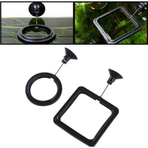 1PC Aquarium Feeding Ring Fish Tank Station Floating Food Tray Feeder Square Circle Accessories Water Plant Buoyancy Suction Cup