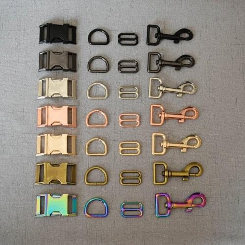 10 sets 25mm metal straps slider D ring release belt buckle snap hook clasp pet dog collar High quality hardware accessories
