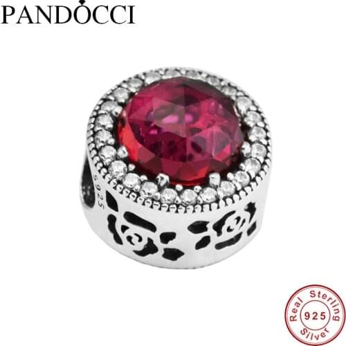 100% 925 Sterling-Silver-Jewelry Belles Radiant Rose Silver Charm DIY Fits Bracelet Beads for Jewelry Making QANDOCCI