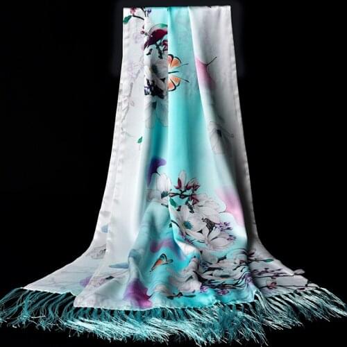 100% Real Silk Scarf Women Brand 2020 Hangzhou Natural Silk Shawls,Wraps for Ladies Printed Foulard Femme Pure Silk Scarves Long
