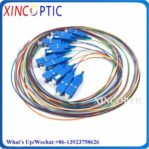 12Colored Single Mode 9/125 G652D SC ST FC LCUPC 1.5M Bundle Fiber Optic Pigtail,12C 1.5M 0.9mm Tight-buffer PVC Jacket Pigtail