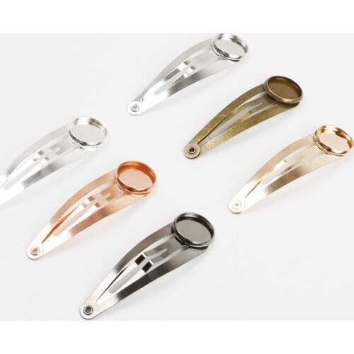 12mm 10pcs High Quality Plated Copper Material Hairpin DIY Hair Clips Hairpin Base Setting Cabochon Cameo Base Jewelry Making