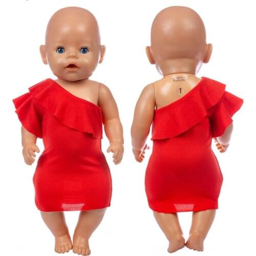 2020 New Red dress Doll clothes Fit For 43cm/17inch baby Doll Reborn Babies Clothes And 17inch Doll Accessories