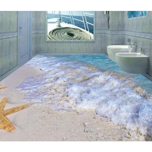 Beach floor murals in wallpapers 3D painting sand sea floor tile 3d floor wallpapers