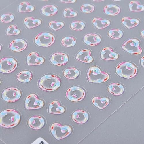 5D Nail Stickers New Lovely Colorful Nail Bubble Stereo Back Rubber Nail Art Design Decoration Stickers Decal