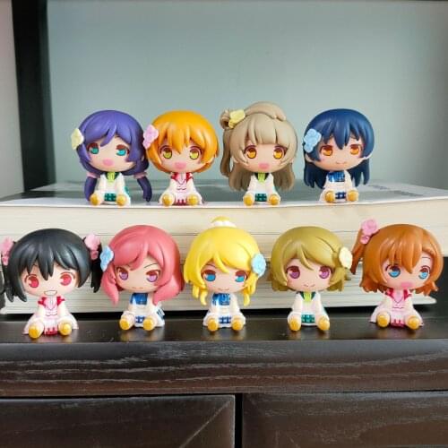 9pcs/Set Q Version Anime Love Live! School Idol Festival PVC Antistress Kawaii Action Figure Collectible Mode Toys Kids Gift