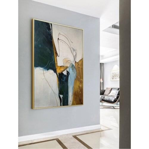 Handmade Abstract Painting Minimalist Painting Beige Painting Green Painting Large Wall Art Canvas Painting Modern Home Decor