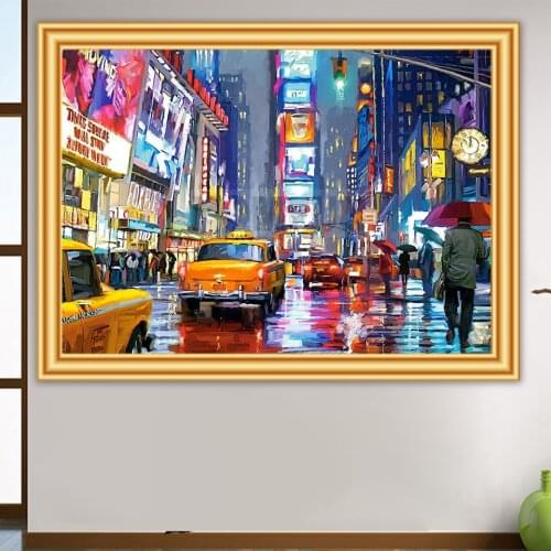 5D DIY Diamond Painting City Street Landscape Cross Stitch Kit Full Drill Square Diamond Embroidery Mosaic Art Picture Decor